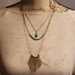 Gold-toned and Turquoise Necklace